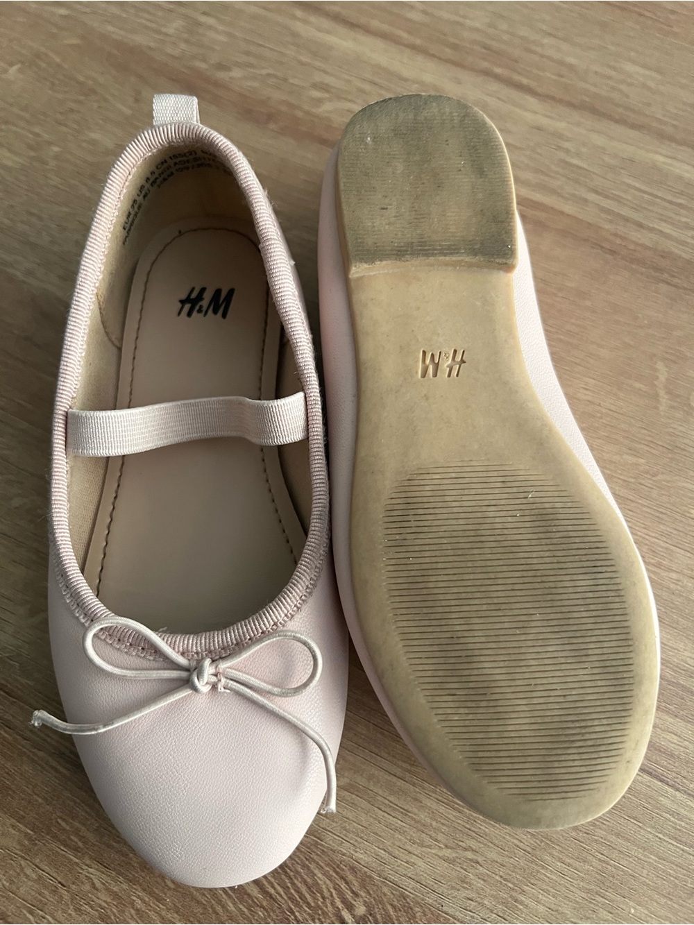 H&M Light Pink Girls' Bow Ballet Flats with Elastic Strap